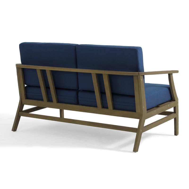 Teak Wood Patio Outdoor Loveseat Sofa and Coffee Table Set