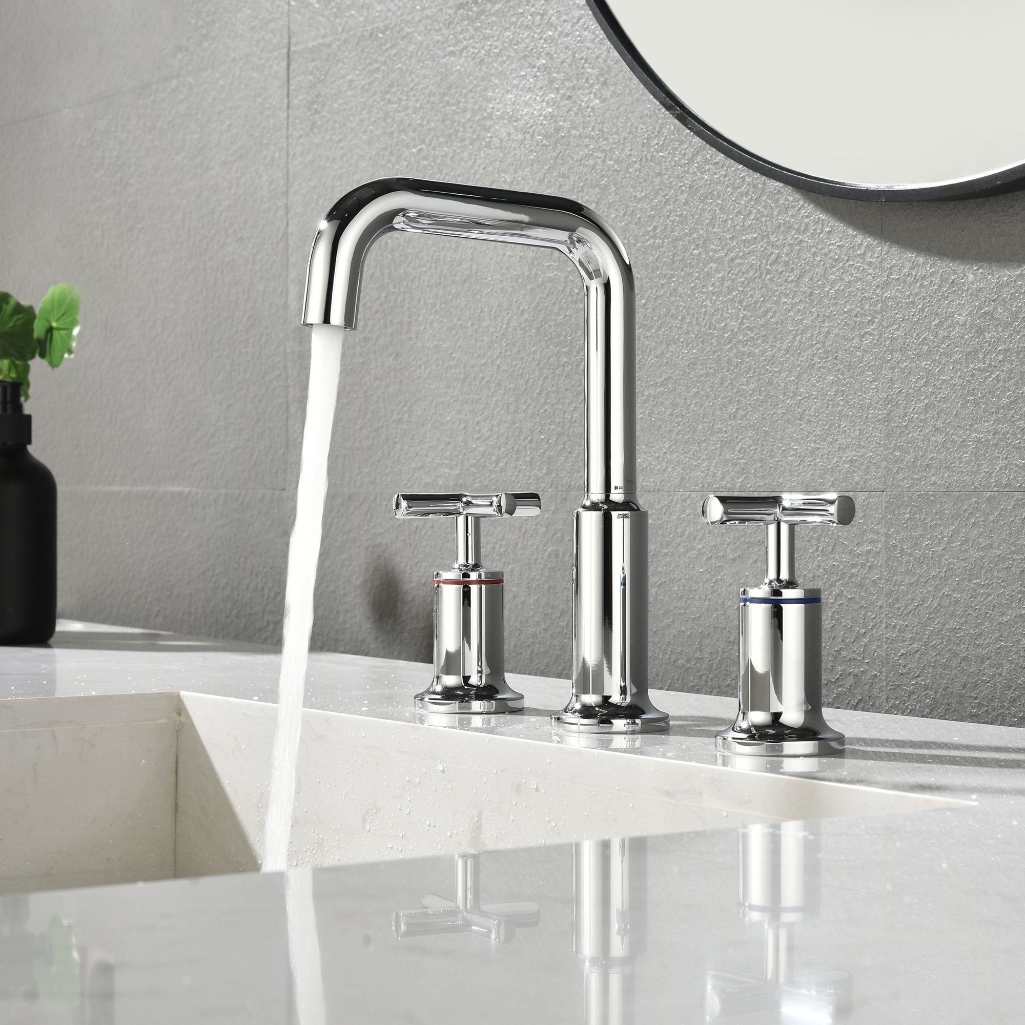 Chrome 3-Piece Set Bathroom Double Handle Faucet