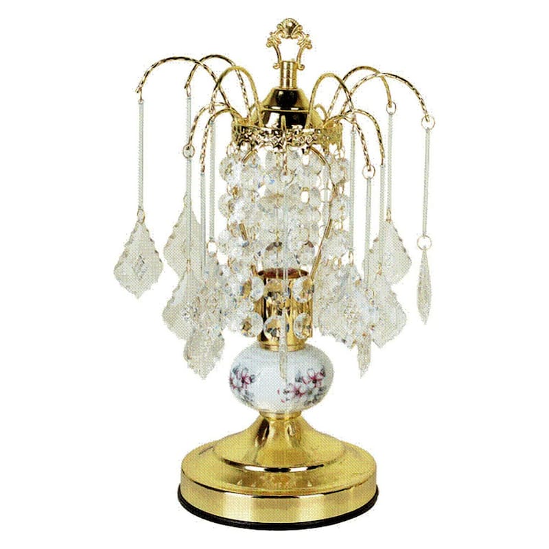 15" Contemporary Gold Ceramic Table Lamp with Crystal Shade and Touch Control E26 Base - 15"H x 7"W x 7"D