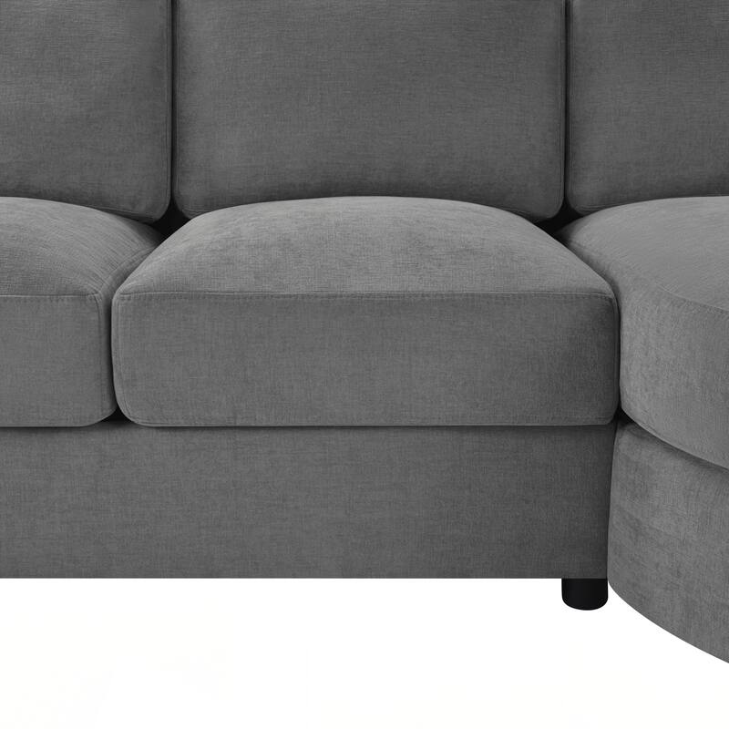 Modern Sectional Sofa 84.6" L-shaped Sofa Couch with a Curved Chaise Lounge