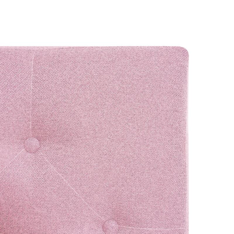 Pink Full Size Upholstered Platform Bed Frame with Button Tufted Linen Headboard