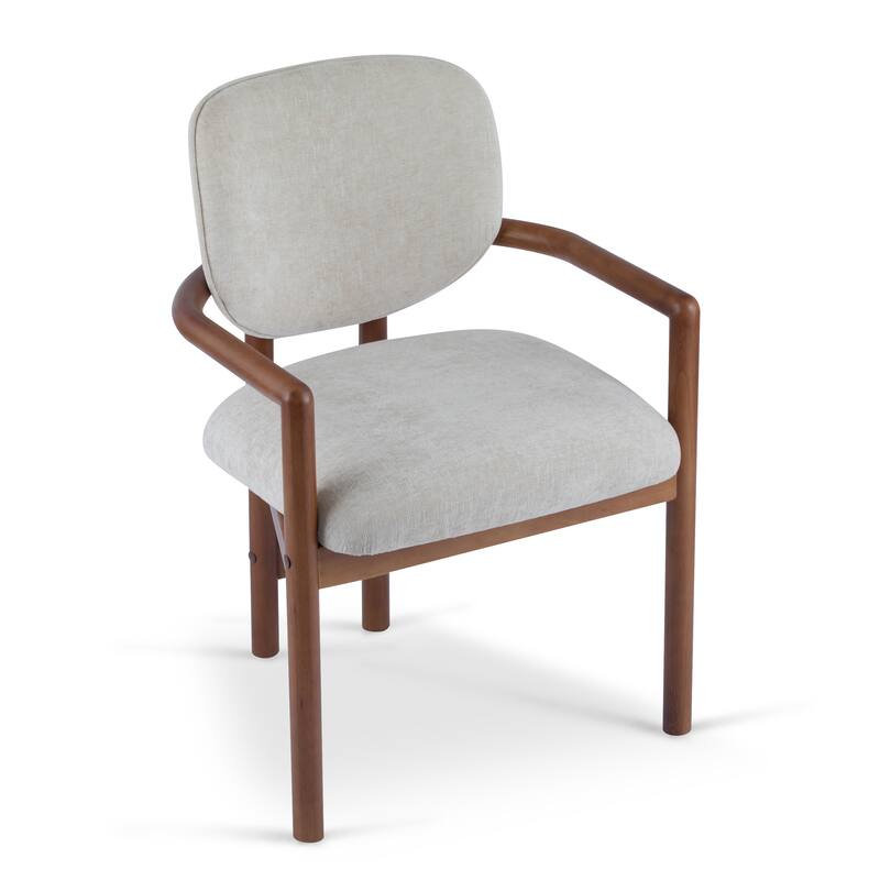 Dining Chairs Set of 2 Upholstered Arm Chairs, Rubber Wood Accent Chairs Fabric Seating, 300 LBS Weight Capacity