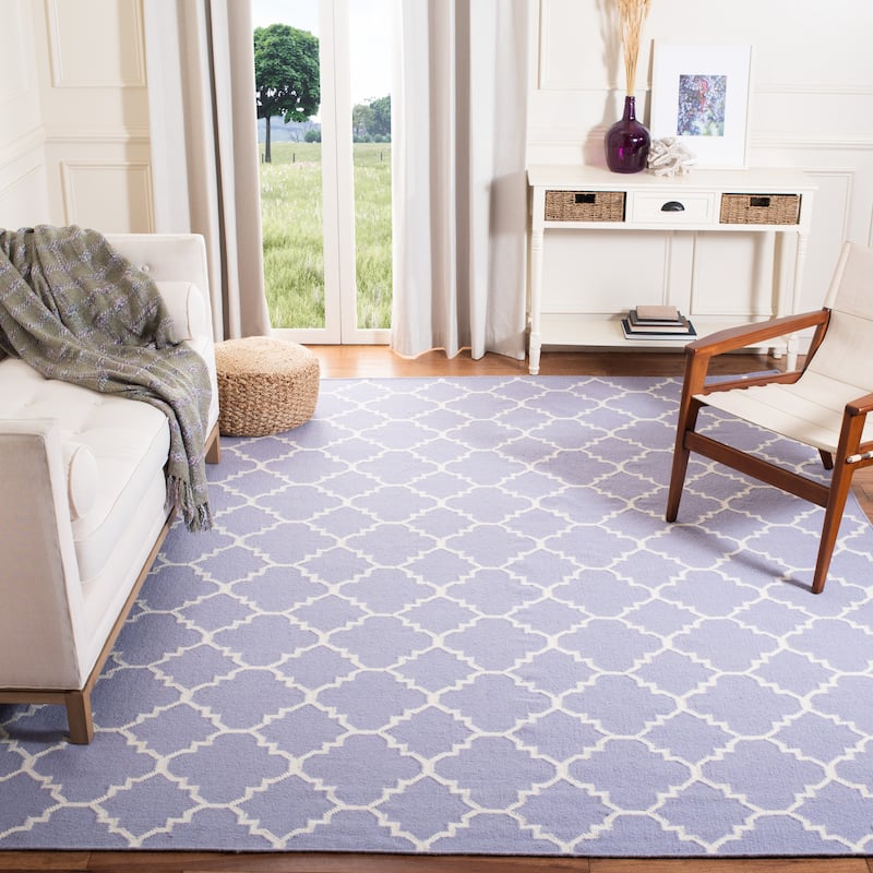 SAFAVIEH Handmade Flatweave Dhurries Taalke Modern Wool Rug - 8' x 10' - Purple/Ivory