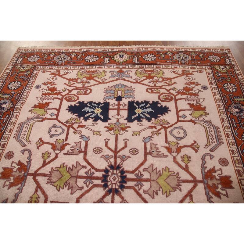 Transitional Pink Oushak Area Rug Handmade Oriental Wool Carpet - 7'10"x 9'10"
