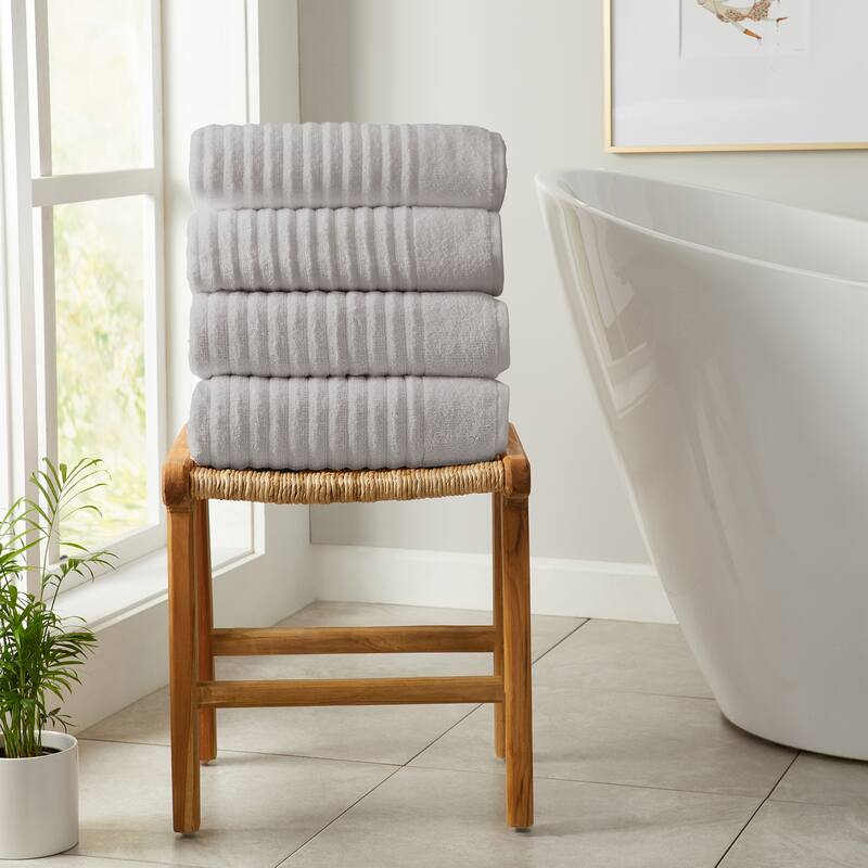 Linery & Co. Combed Cotton Bath Towel Set - Bath Towel (Pack of 4) - Soft Grey