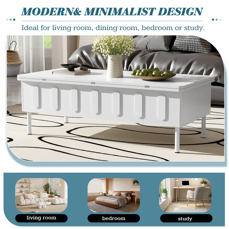 Multi-Functional Adjustable Coffee Table with Hidden Storage Compartment and Foldable Top