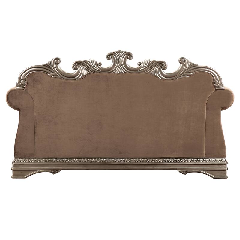 Keplinger Antique Silver Button-Tufted Backrest Loveseat
