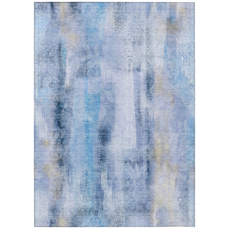 Machine Washable Indoor/ Outdoor Modern Imprints Chantille Rug