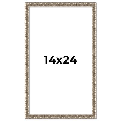 14x24 Frame Silver Versailles Ornate Solid Wood Picture Frame | 1 Inch