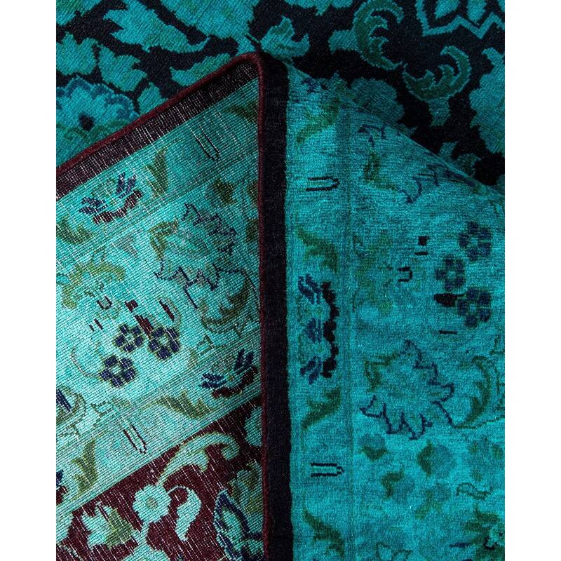 Fine Vibrance, One-of-a-Kind Hand-Knotted Area Rug - Green, 4' 1" x 6' 5" - 4' 1" x 6' 5"