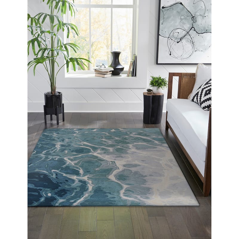 Liora Manne Corsica Handmade Abstract Water Art Indoor Wool Area Rug