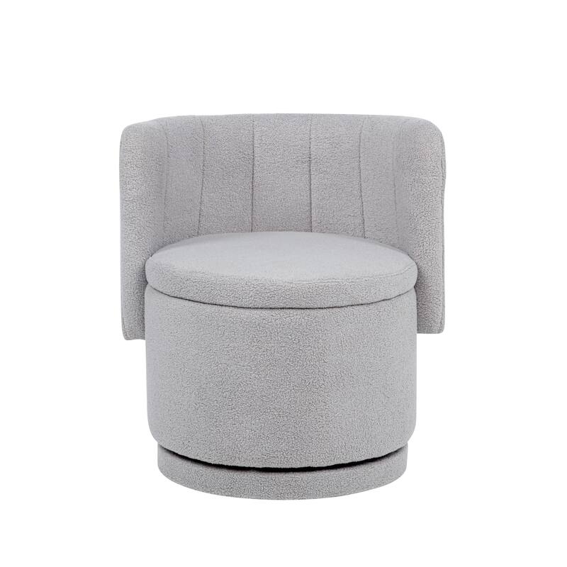 Boucle Swivel Chair with 360° Rotating Storage Accent Chair for Living Room/Bedroom
