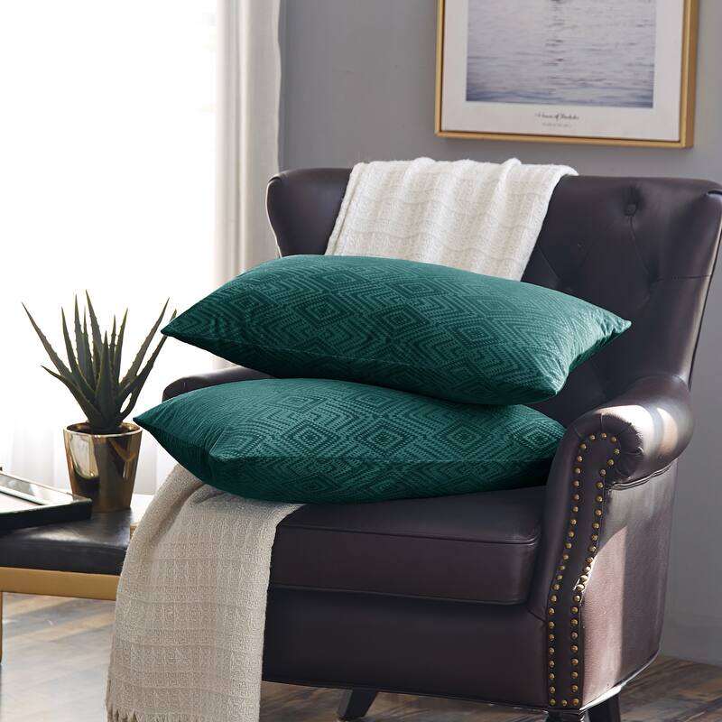 Tonopah Ikat Velvet Throw Pillow Cover Set, NO INSERT - 14" x 26" - Sapphire