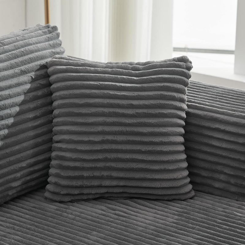 106" Corduroy Upholstery L-Shaped Cloud Modular Sectional Sofa with Chaise and Pillows, All-Foam Compression Design
