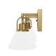 preview thumbnail 7 of 9, Hunter Carrington Isle Luxe Gold 3-Light Bathroom Vanity w/ Cased White Glass - Casual, Transitional - Designer
