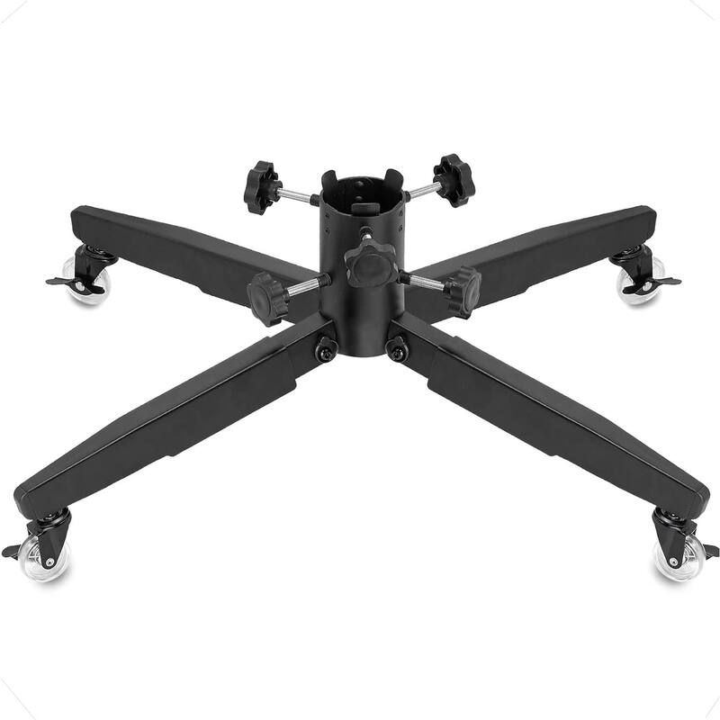 Metal Rolling Christmas Tree Stand with Heavy-Duty Caster Wheels - Premium Stand Holds up to 12-Foot - Black