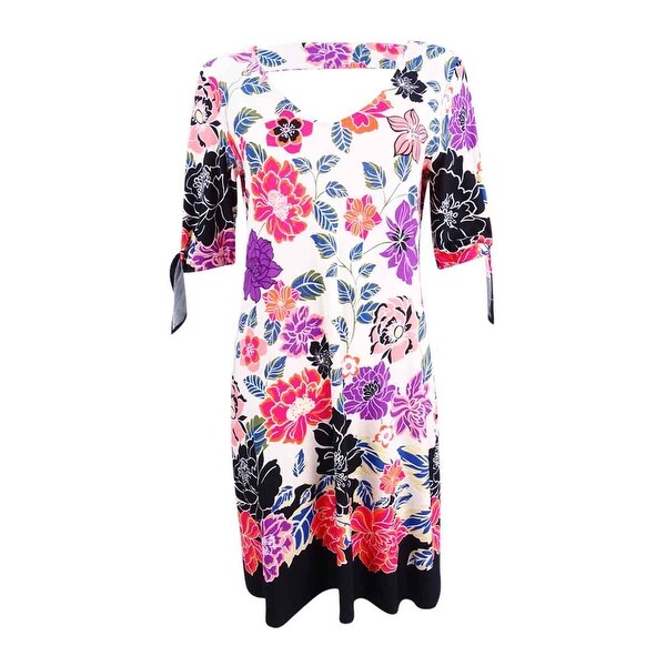 Shop Msk Women's Printed Cold-Shoulder Cutout Dress - Black Multi ...