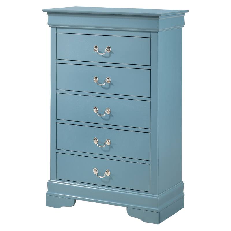 Wooden 5-Drawer Bedroom Chest - 48" - Blue