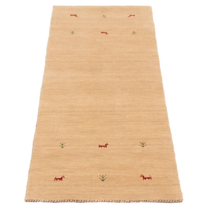 Kashkuli Gabbeh Beige Rug 2'5" x 6'6" - 2'5 x 6'6