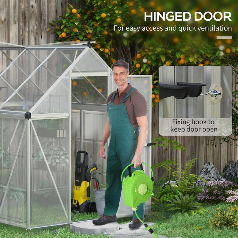 6' x 8' Greenhouse Walk-in Green House, Silver