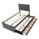preview thumbnail 14 of 16, Contemporary Upholstered Twin Platform Bed with Trundle and Drawers
