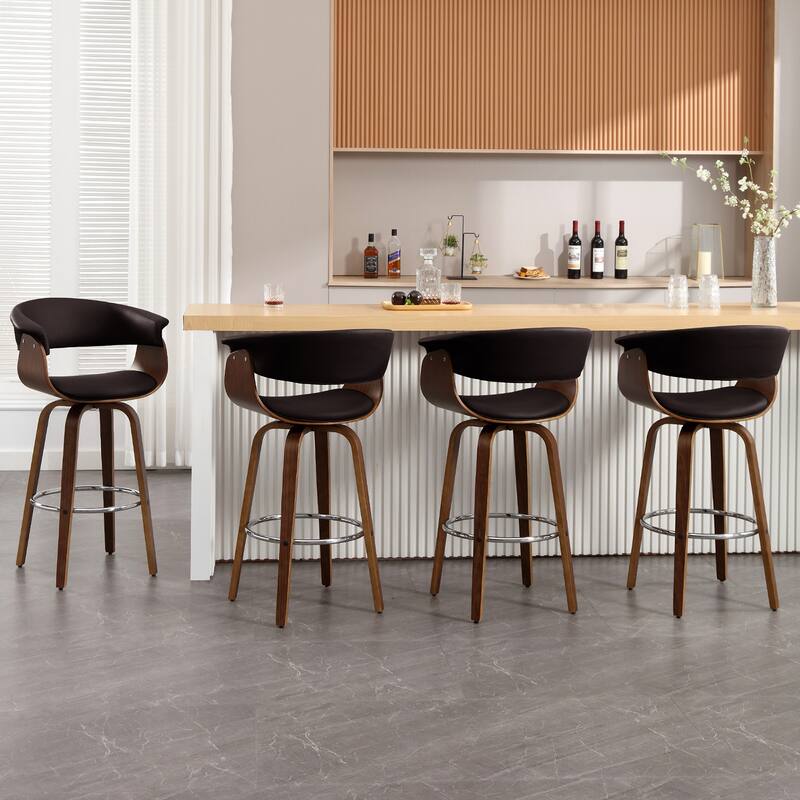 Modern Swivel Bar Stools Upholstered Counter Height Stools, Set of 2