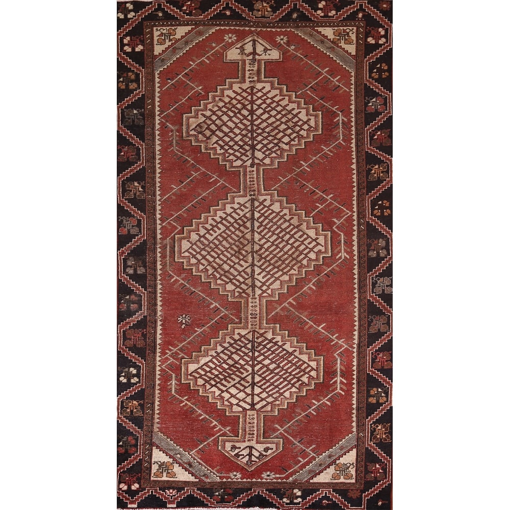 Ardebil Persian Vintage Area Rug Hand-Knotted Wool Carpet - 4'10"x 9'8"