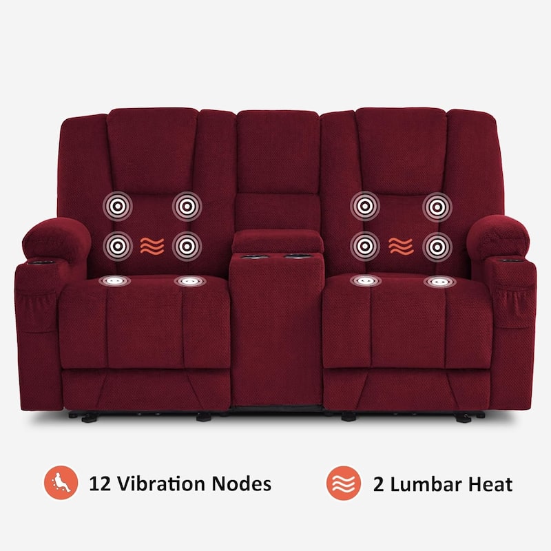 MCombo Electric Power Reclining Sofa with Massage and Lumbar Heat, Fabric 6015/6025/6035/6045