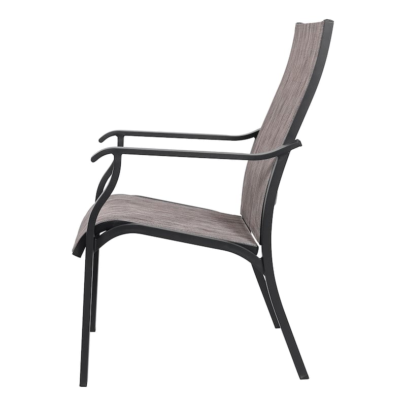 Outdoor 2-Piece Textilene Dining Chairs with Aluminum Frame, Grayish Brown