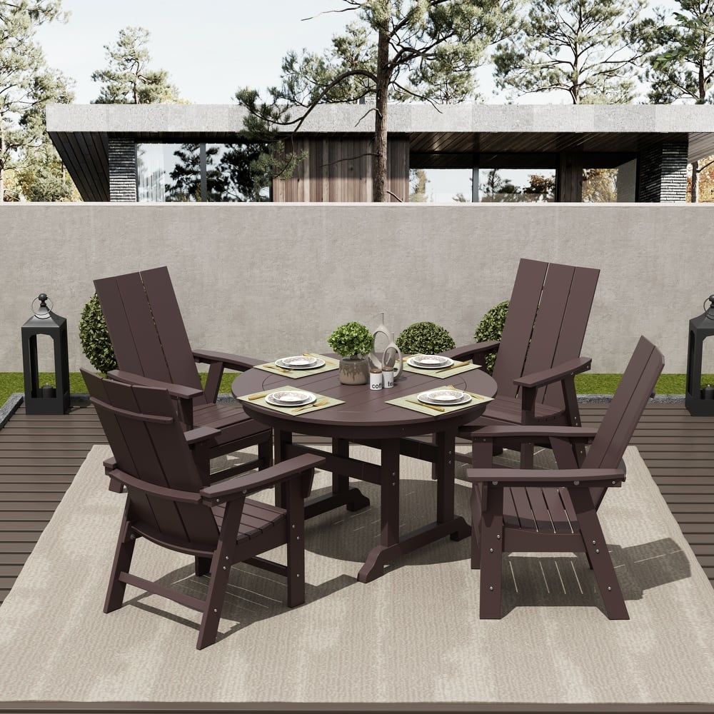 Shoreside 5-Piece Square Poly Eco-Friendly All Weather Outdoor Dining Set with Armchairs
