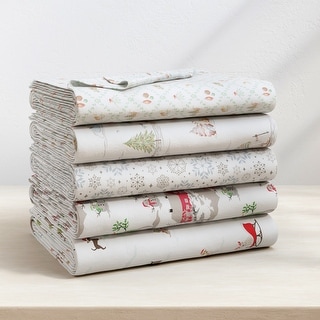 Linery & Co. Ultra-Soft Turkish Cotton Flannel Christmas Print Sheet Set