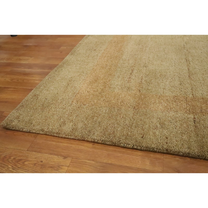 Hand Knotted Oriental 100% Wool Carpet Modern Contemporary Yellow & Gold Gabbeh Area Rug - 9' 11'' X 8' 3''