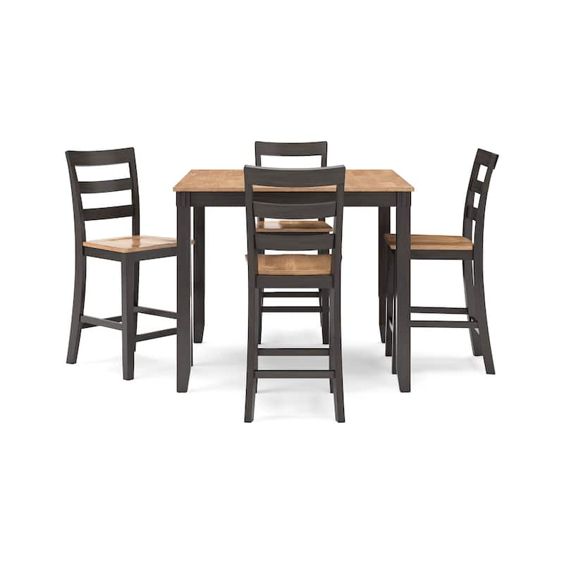 Gasy Counter Height Dining Table Set with 4 Ladderback Chairs, Brown