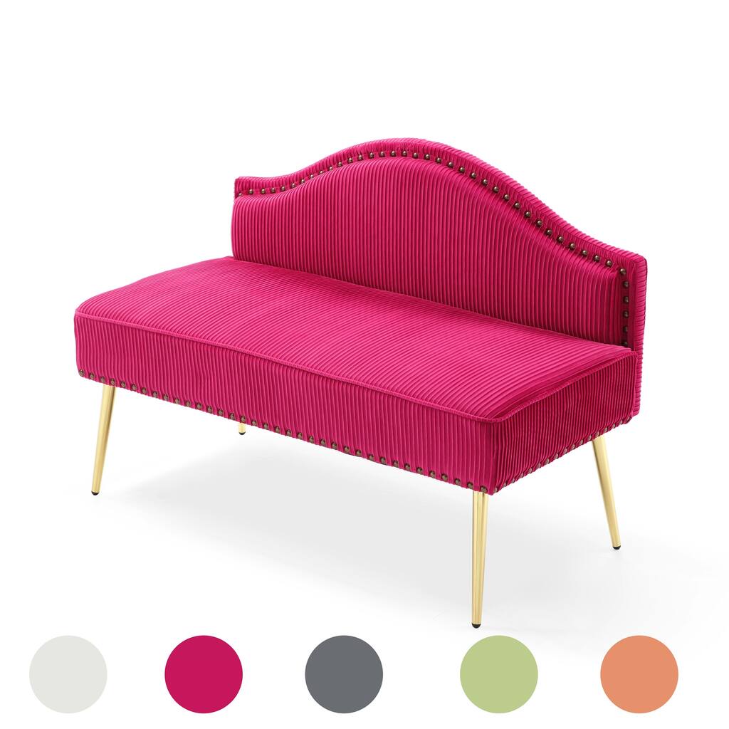 Upholstered Pleated Velvet Sofa Bench Tufted