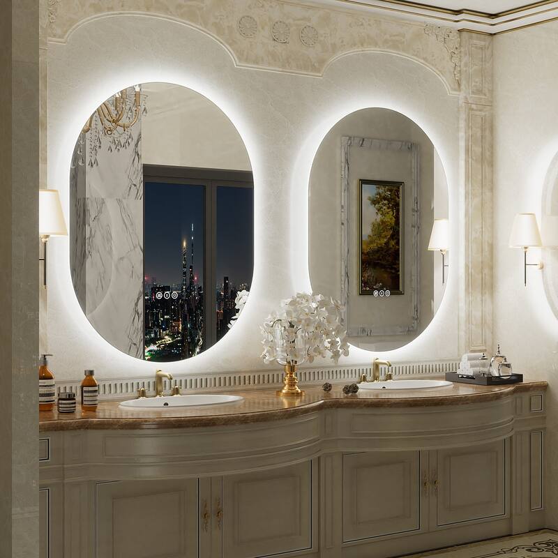 UL Certified Oval LED Lighted Anti-fog Wall Bathroom Vanity Mirror