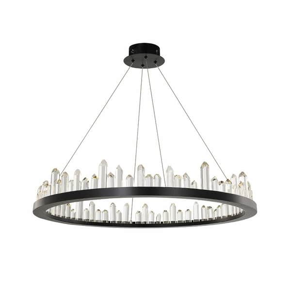 Crystal LED Chandelier - Round Pendant Ceiling Light - Bed Bath ...