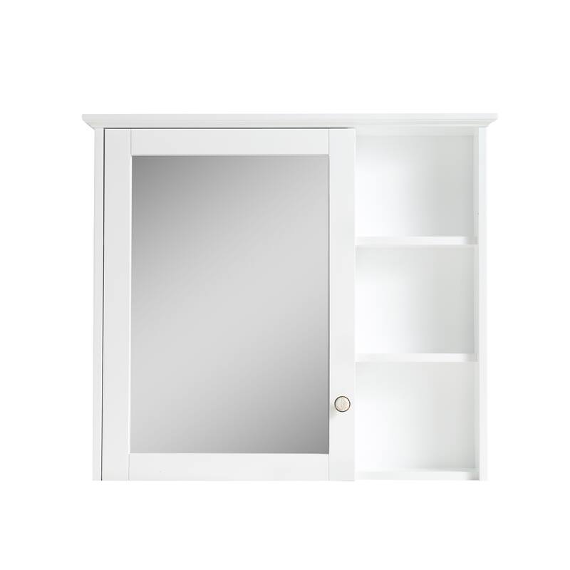 Modern Surface Mount Solid Wood Framed Medicine Cabinet With Mirror and Shelves