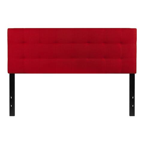 Offex Contemporary Tufted Upholstered Queen Size Panel Headboard in Red Fabric