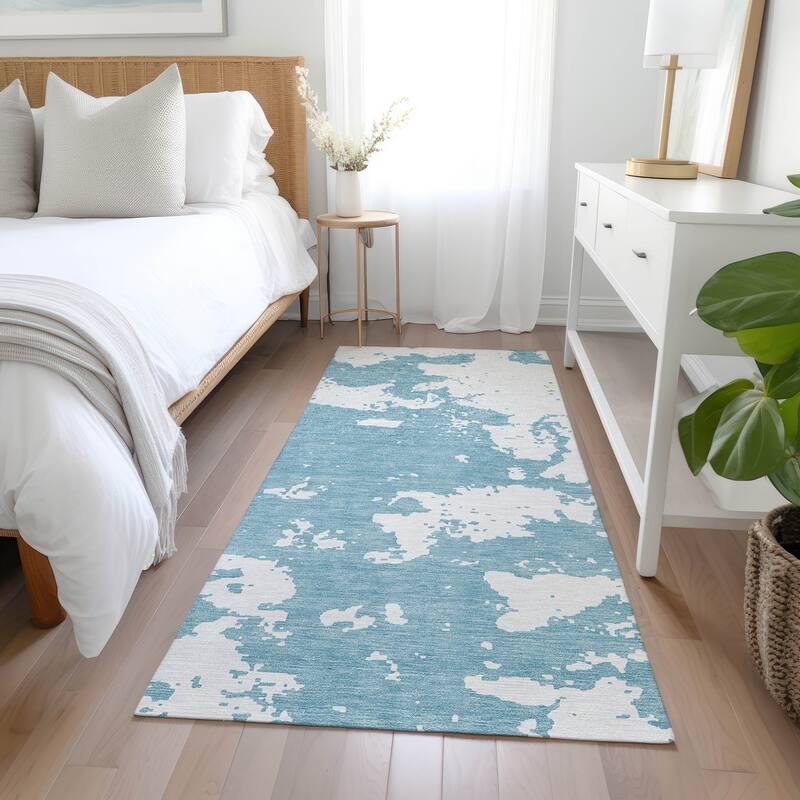 Machine Washable Indoor/ Outdoor Chantille Abstract Rug