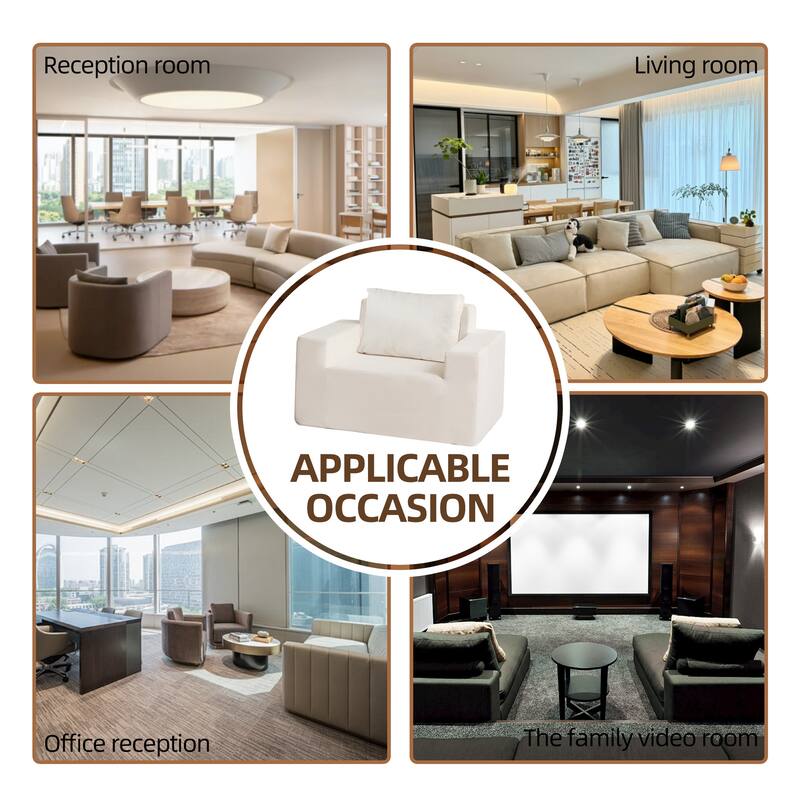 Single Foam Sofa with Pillow, Washable Cover, Anti-Slip Bottom, and Wide Armrests