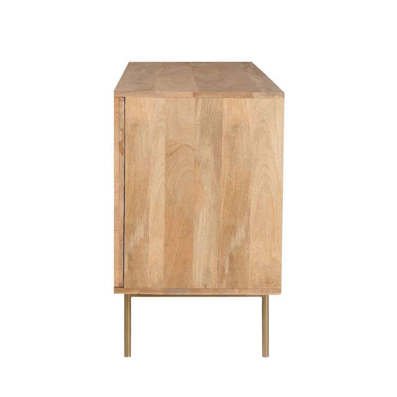 Curtis 3-Door Solid Wood with Natural Woven Cane Sideboard