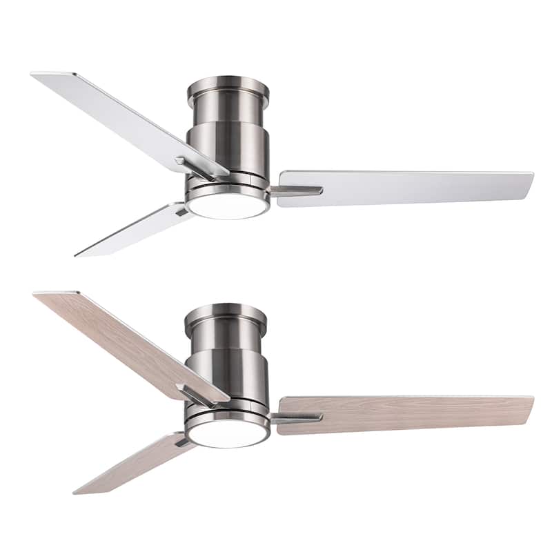 52" Brushed Nickel Lowe Profile Ceiling Fan With Light