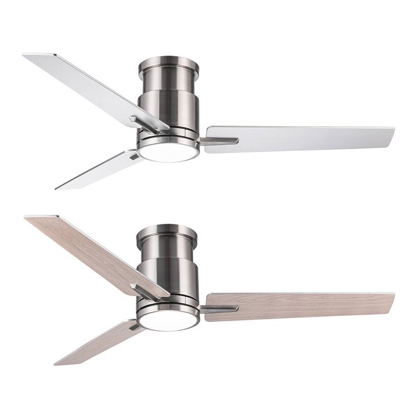 52" Low Profile Ceiling Fan with Light, Flush Mount Ceiling Fan for Bedroom Living Room