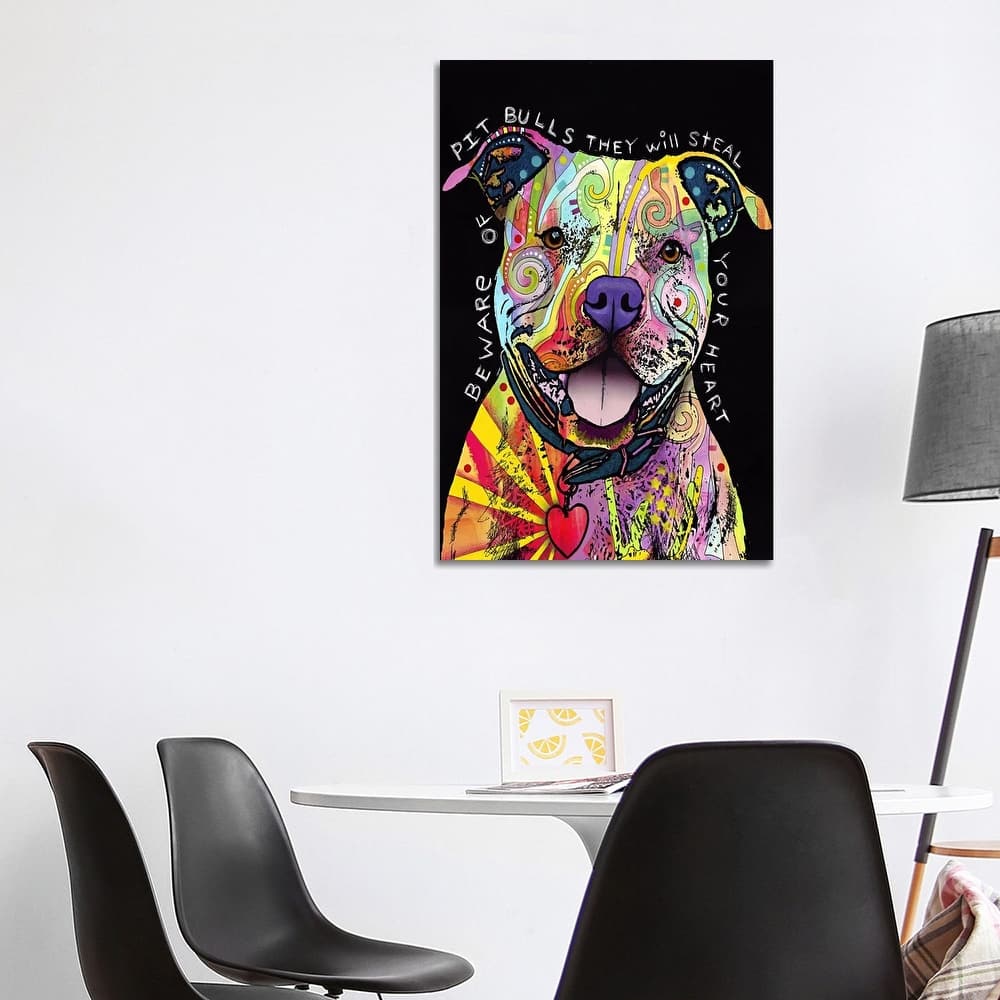 iCanvas "Beware of Pit Bulls" by Dean Russo Canvas Print