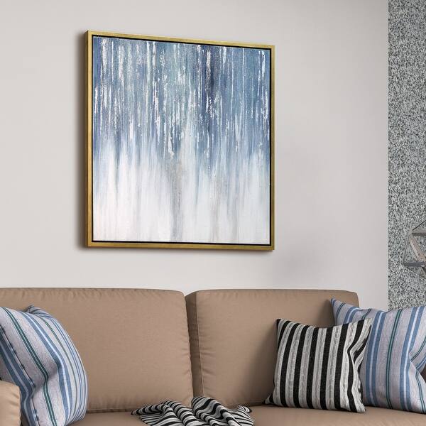 Frozen Rain Textured Metallic Hand Painted Framed Wall Art By Martin Edwards Overstock 33290484