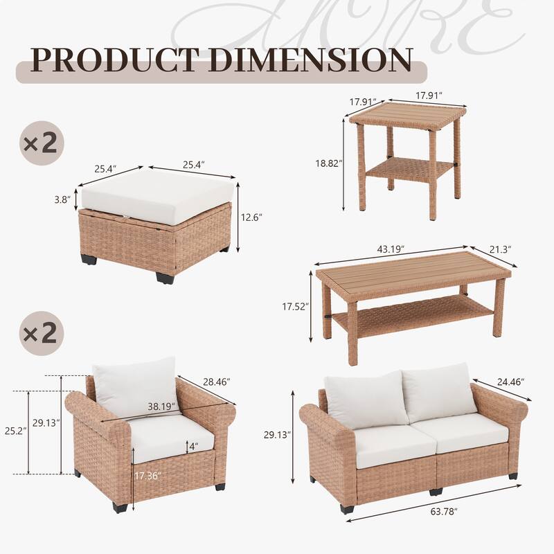 Outdoor 7-Piece Pe Rattan Garden Patio Sofa Set