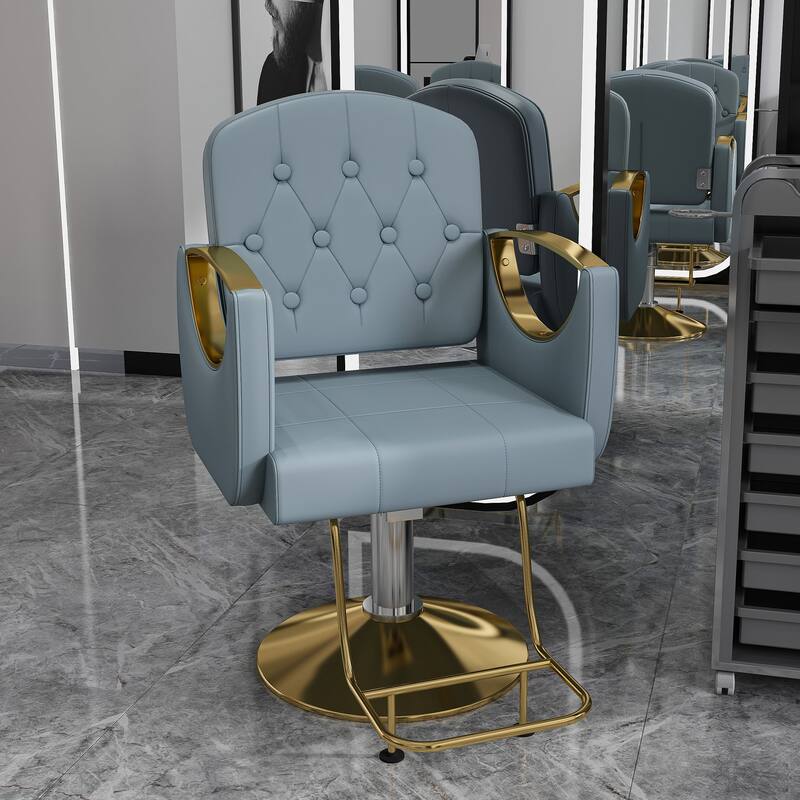 Roomfitters Professional Hydraulic Salon Chair with 360° Swivel, Heavy Duty Barber Stylist Chair with Gold Base