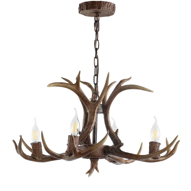 Apollo 26" Adjustable Resin Antler 4-Light LED Chandelier, by JONATHAN Y
