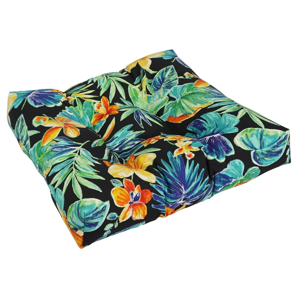 19-inch Square Tufted Indoor/Outdoor Chair Cushion - 19" x 19"