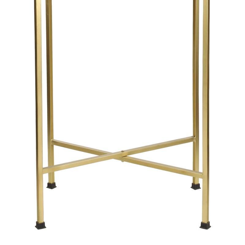 Sterling 26.25" Industrial Metal Foldable End & Side Table w/ Mirrored Tray Top, By JONATHAN Y